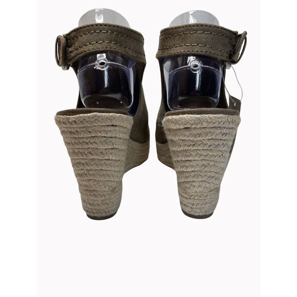 Univ Thread Wedge Women 8.5 Taupe Faux Suede Ankle Strap Platform Espadrille‎ - Picture 4 of 10